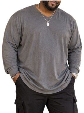 Croft & Barrow Mens Size XXL Shirt V-Neck Long Sleeve Charcoal Gray Casual
